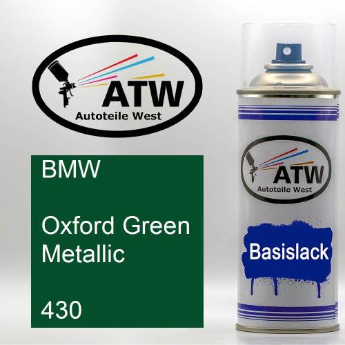 BMW, Oxford Green Metallic, 430: 400ml Sprühdose, von ATW Autoteile West.